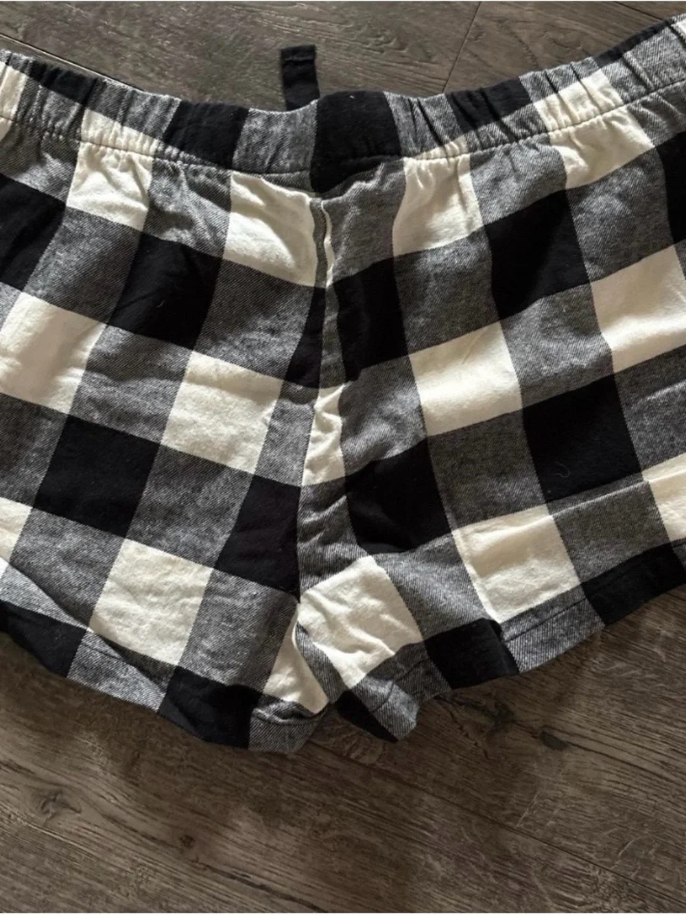 Old Navy Black and White Buffalo Plaid High-Waist Shorts